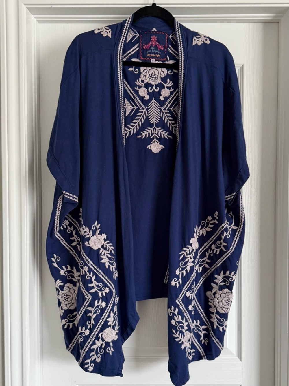 Johnny Was LA Embroidered Kimono Cotton Drape Front Cardigan Size 2X - Picture 2 of 10